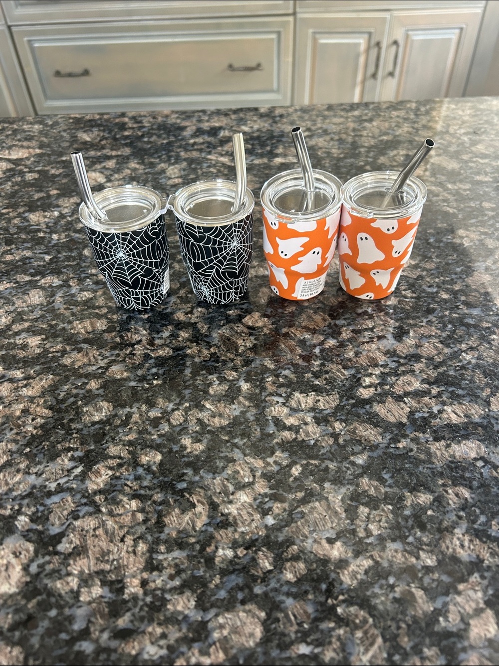 ASHLAND MINI STAINLESS STEEL HALLOWEEN TUMBLER  3 OZ LOT OF 4 NWT